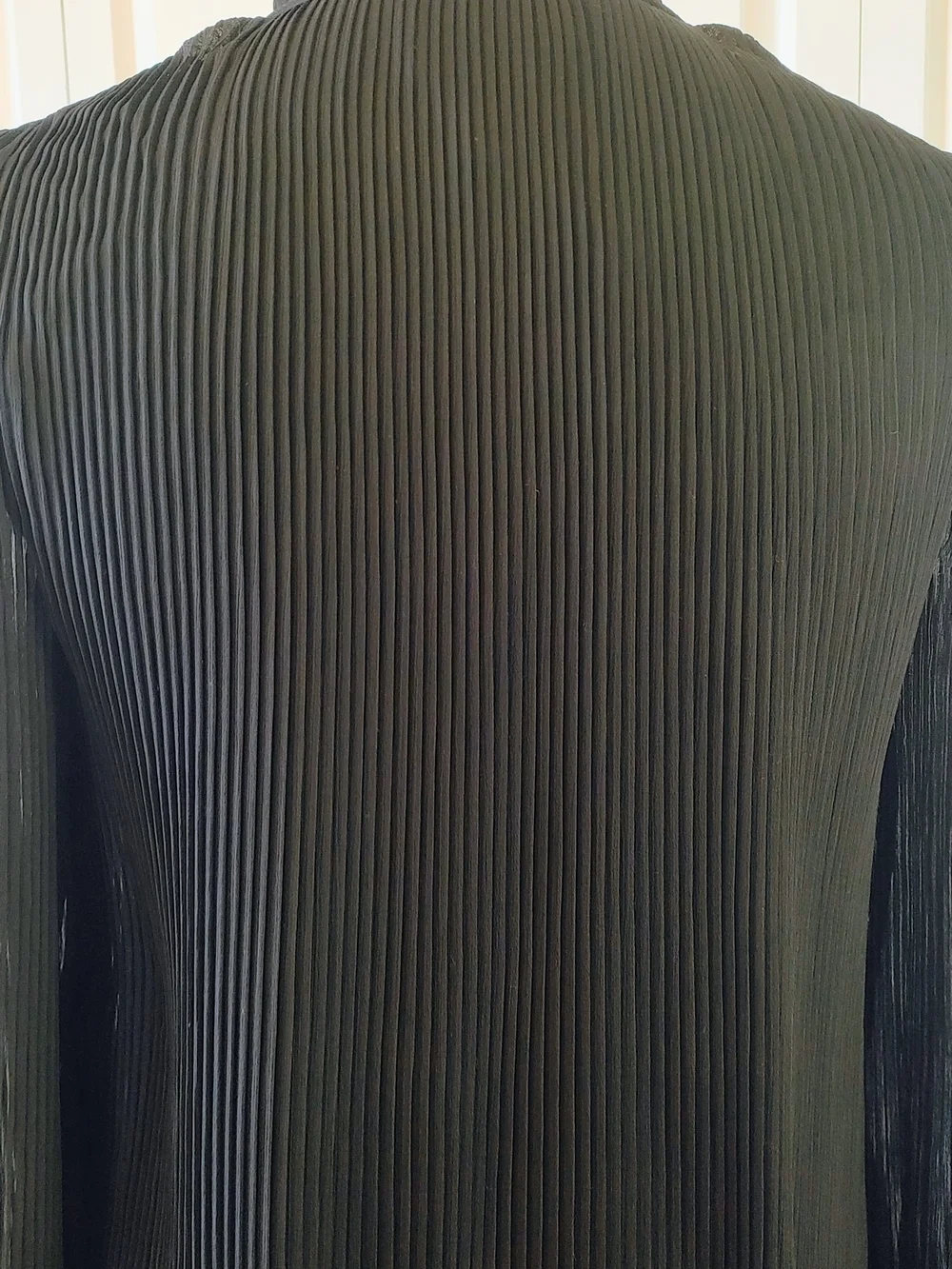 DKNY Black Pleated Tie-Neck Long Sleeve Dress